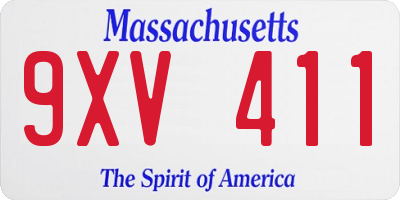 MA license plate 9XV411