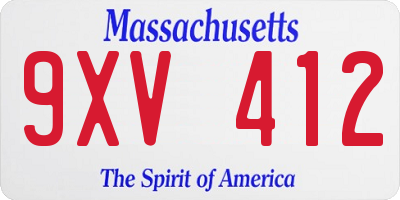 MA license plate 9XV412