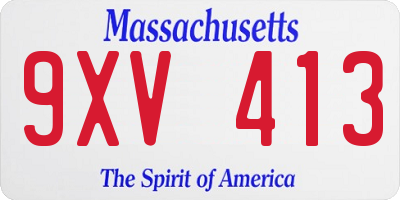 MA license plate 9XV413