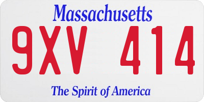 MA license plate 9XV414