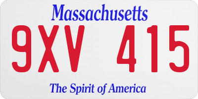 MA license plate 9XV415