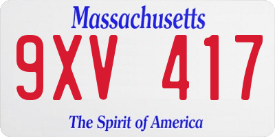 MA license plate 9XV417