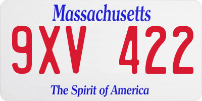 MA license plate 9XV422