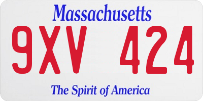 MA license plate 9XV424