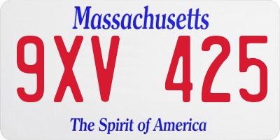 MA license plate 9XV425
