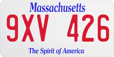 MA license plate 9XV426