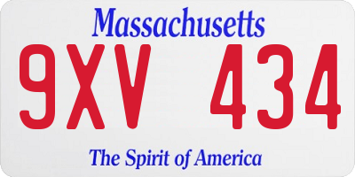 MA license plate 9XV434