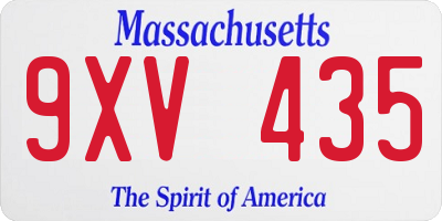 MA license plate 9XV435