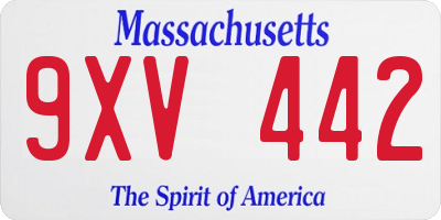 MA license plate 9XV442