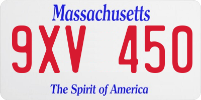 MA license plate 9XV450