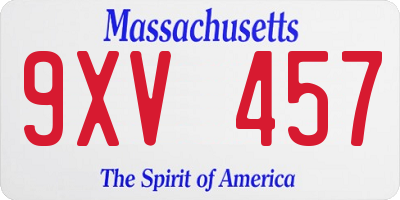 MA license plate 9XV457