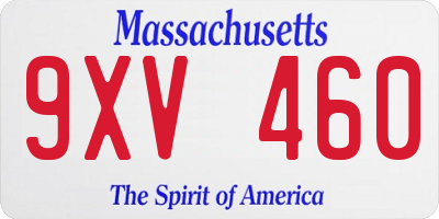 MA license plate 9XV460