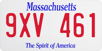 MA license plate 9XV461