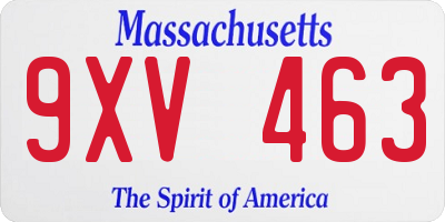 MA license plate 9XV463