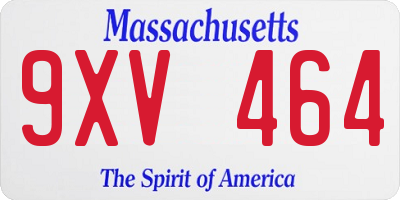 MA license plate 9XV464