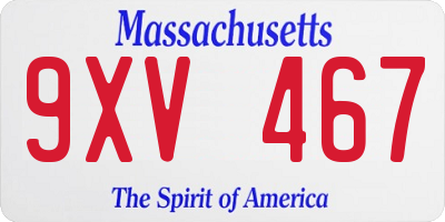 MA license plate 9XV467