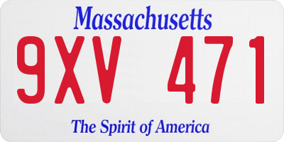 MA license plate 9XV471