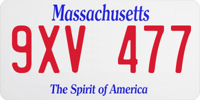 MA license plate 9XV477