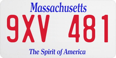 MA license plate 9XV481