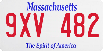 MA license plate 9XV482