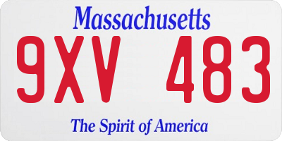 MA license plate 9XV483