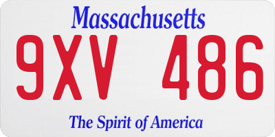 MA license plate 9XV486