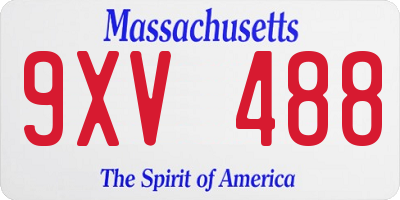 MA license plate 9XV488