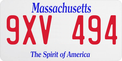 MA license plate 9XV494