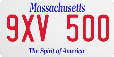 MA license plate 9XV500