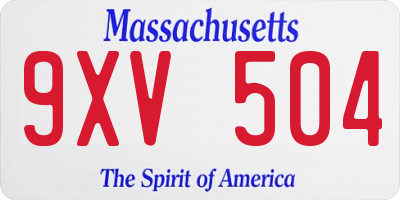 MA license plate 9XV504