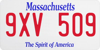 MA license plate 9XV509