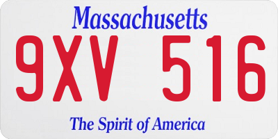 MA license plate 9XV516