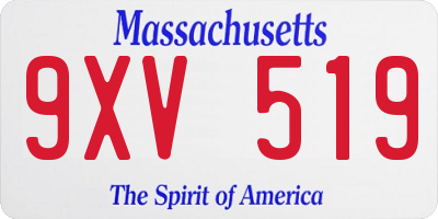 MA license plate 9XV519