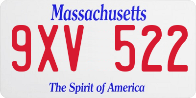 MA license plate 9XV522
