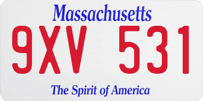 MA license plate 9XV531