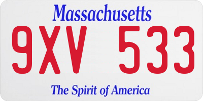 MA license plate 9XV533