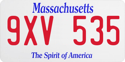 MA license plate 9XV535