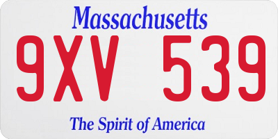 MA license plate 9XV539