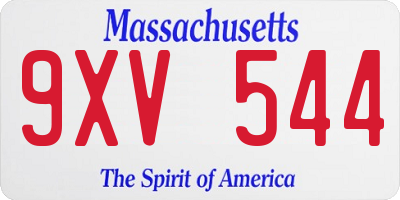 MA license plate 9XV544