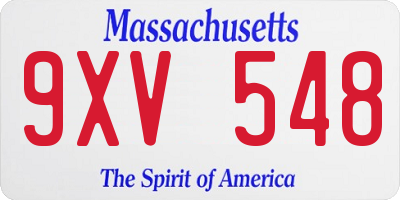 MA license plate 9XV548