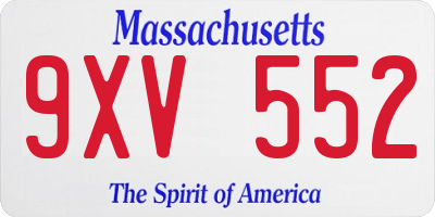 MA license plate 9XV552