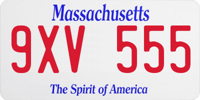 MA license plate 9XV555