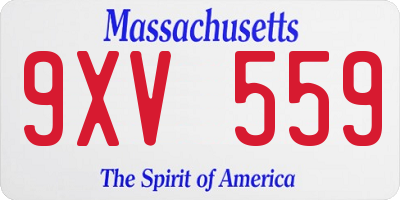 MA license plate 9XV559