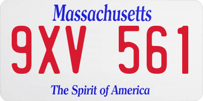 MA license plate 9XV561
