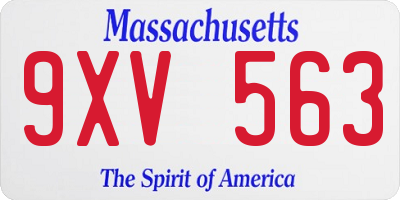 MA license plate 9XV563