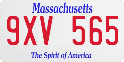 MA license plate 9XV565