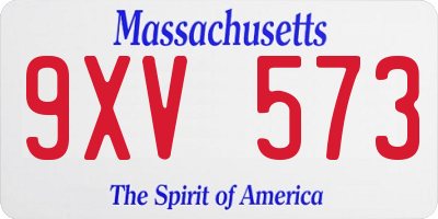 MA license plate 9XV573