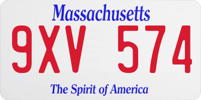 MA license plate 9XV574