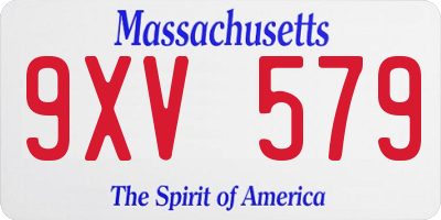 MA license plate 9XV579