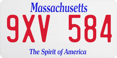 MA license plate 9XV584